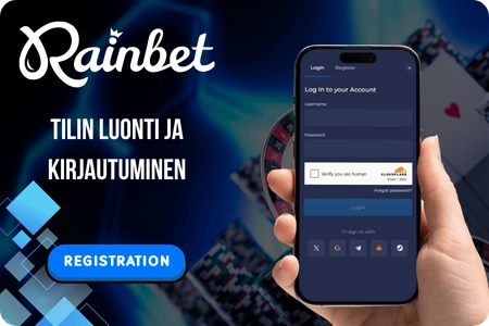 Rainbet Tilin luonti ja kirjautuminen mobiilissa