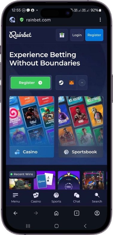 Rainbet homepage