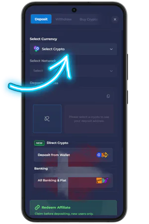 Rainbet indskudsformular kryptovaluta mobilversion