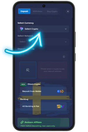Rainbet insättningsformulär kryptovaluta mobilversion