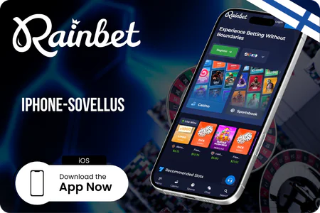 Rainbet mobiilisovellus iPhone Safari-selaimessa