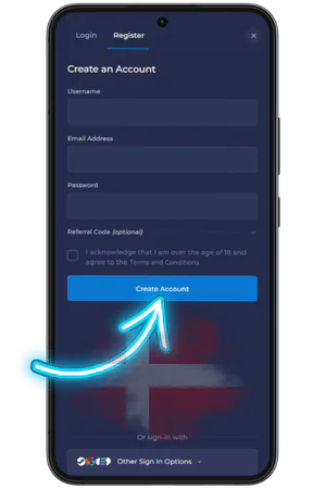Rainbet registreringsformular e-mail mobilversion