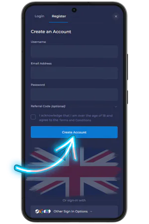 Rainbet registration form email mobile version