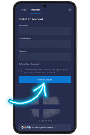 Rainbet rekisteröintilomake sähköpostilla mobiilissa