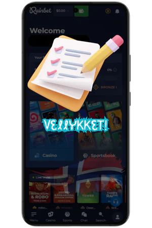 Rainbet vellykket registrering bekreftelsesmelding